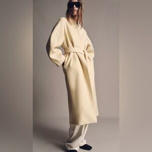 Zara Vanilla Yellow Oversized Wool Blend Coat ZW Collection